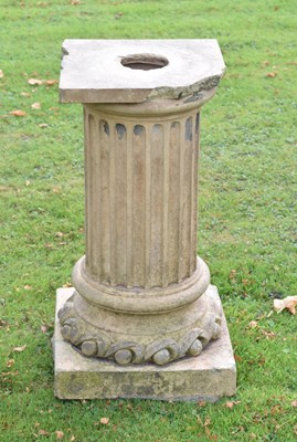 Lot 747 - Composition stone fluted column garden pedestal