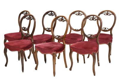 Lot 706 - Set of seven Victorian balloon-back salon chairs