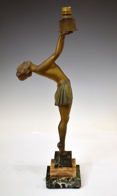 Lot 165 - Spelter table lamp, manner of Max le Verrier