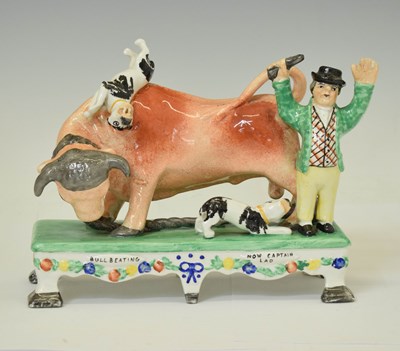 Lot 511 - Staffordshire bull-baiting group circa 1900