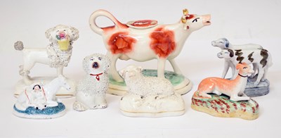 Lot 509 - Group of Staffordshire pottery dogs, etc