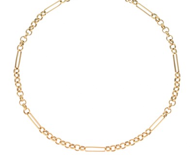 Lot 106 - 9ct gold fancy belcher link necklace