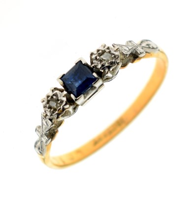 Lot 28 - Sapphire and diamond dress ring, stamped '18ct & Pt'