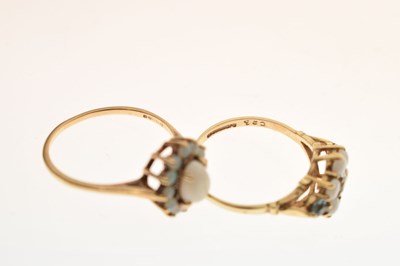 Lot 47 - Two 9ct gold opal cluster rings