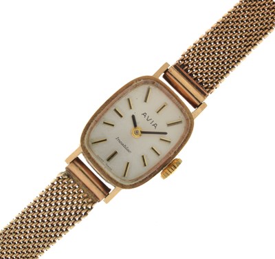 Lot 164 - Avia - Lady's Incabloc 1970s 9ct gold bracelet watch