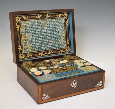 Lot 364 - Victorian rosewood mother-of-pearl inlaid sewing box