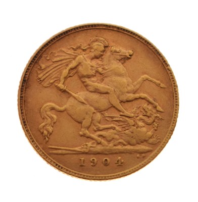 Lot 292 - Edward VII gold half sovereign, 1904