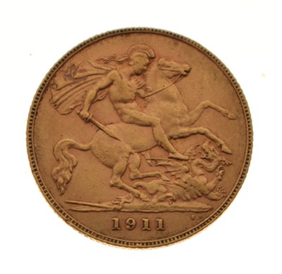 Lot 296 - George V gold half sovereign, 1911