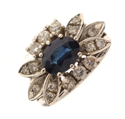 Lot 31 - Sapphire and diamond cocktail ring