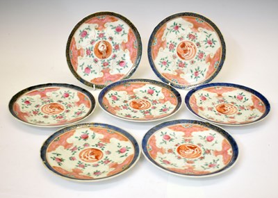 Lot 563 - Seven Chinese Canton Famille Rose porcelain plates