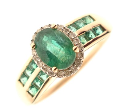 Lot 29 - Emerald and diamond 9ct gold ring