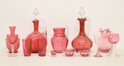 Lot 539 - Collection of 19th century and later cranberry glass