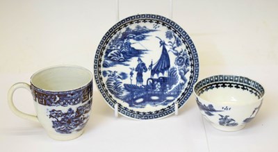 Lot 502 - Caughley fisherman pattern tea bowl and saucer