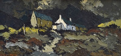 Lot Charles Wyatt Warren (Welsh, 1908-1993) - Oil on board - Landscape with cottages