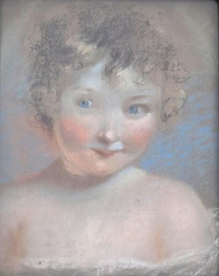 Lot 308 - Manner of Joshua Reynolds - Early 19th century pastel and chalk on paper - Portrait of a young girl