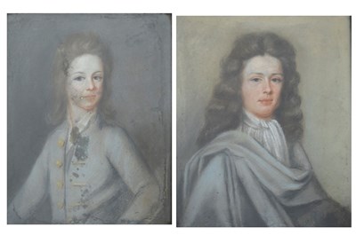 Lot 621 - Pair of 18th century pastel portraits of young gentlemen