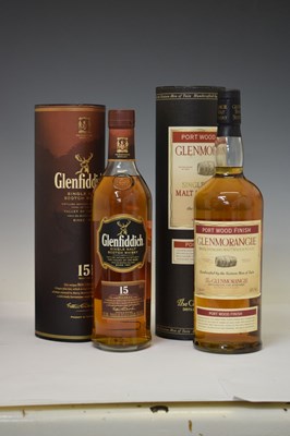 Lot 523 - Glenfiddich 15 years old 'Solera Vat' and Glenmorangie 'Port Wood Finish' Scotch Whisky