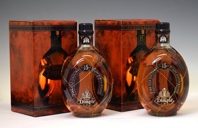 Lot Haig's Dimple 15 years old fine old original de luxe scotch whisky, 2 one litre bottles