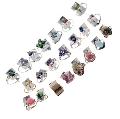 Lot 154 - Gemporia - Collection of twenty-two various silver and white metal gem-set rings