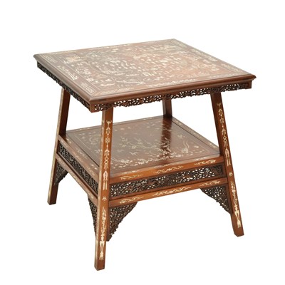 Lot 549 - Early 20th century Chinese hardwood and bone-inlaid occasional table