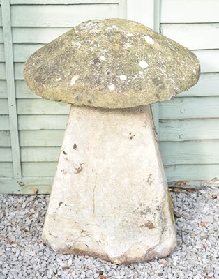 Lot 749 - Large composition garden staddle stone