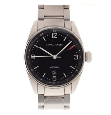 Lot Georg Jensen - Gentleman's stainless steel automatic bracelet watch