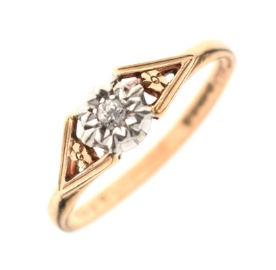 Lot 2 - 9ct gold illusion set single stone diamond ring