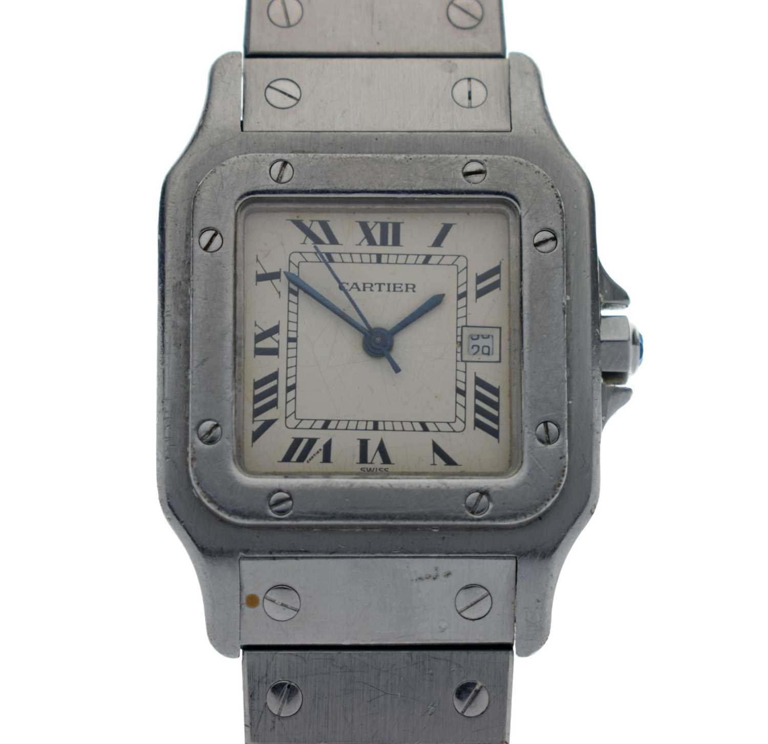 Lot 74 - Cartier - Gentleman's Santos Galbee stainless steel bracelet watch