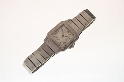 Lot 74 - Cartier - Gentleman's Santos Galbee stainless steel bracelet watch