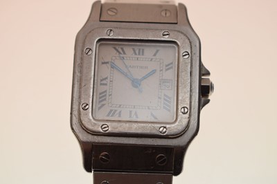 Lot 74 - Cartier - Gentleman's Santos Galbee stainless steel bracelet watch