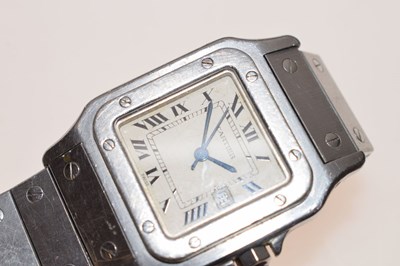 Lot 74 - Cartier - Gentleman's Santos Galbee stainless steel bracelet watch