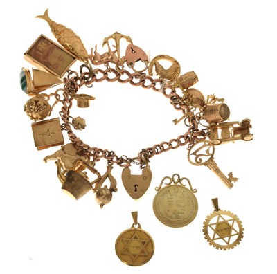 Lot 115 - 9ct gold charm bracelet