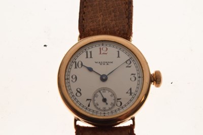 Lot 120 - Waltham 9ct trench watch circa 1928