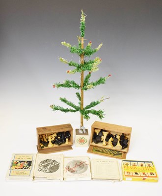 Lot 173 - Early 20th century German green-stained goose feather Christmas tree on wooden base