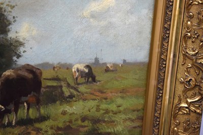 Lot 314 - Circle of Simon Van Den Berg (Dutch, 1812-1891)- Oil on canvas - Landscape with cattle