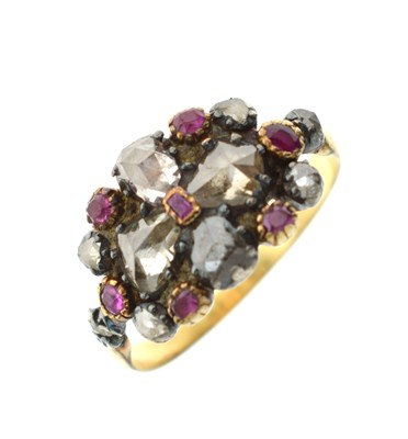 Lot 8 - Georgian diamond and ruby yellow and white metal ring