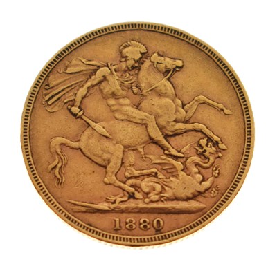 Lot Queen Victoria gold sovereign, 1880