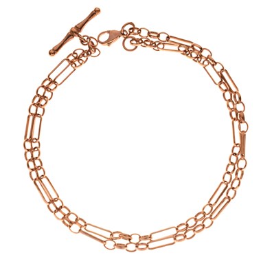 Lot 88 - 9ct rose gold necklace with T-bar drop