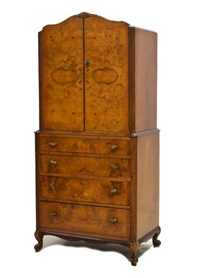 Lot 729 - Mid 20th century walnut linen press