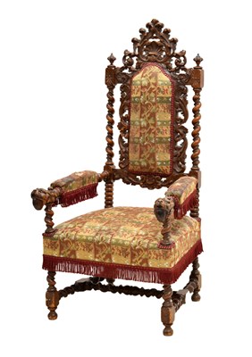 Lot 699 - Late 19th century carved throne chair