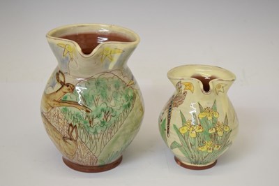 Lot 394 - Maureen Minchin (b.1954)- Two earthenware jugs