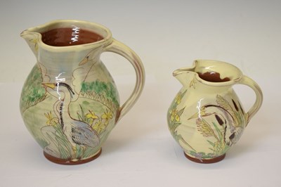 Lot 394 - Maureen Minchin (b.1954)- Two earthenware jugs