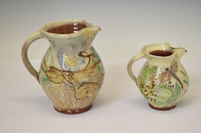 Lot 394 - Maureen Minchin (b.1954)- Two earthenware jugs