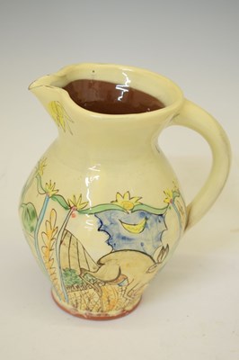 Lot 395 - Maureen Minchin (b.1954) - Earthenware jug, together with a bowl, and a mug