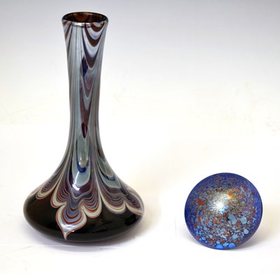 Lot 495 - Studio glass - Okra glass vase, and small cobalt blue glass mushroom