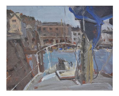 Lot 590 - Neil Murison (1930-2018) - Acrylic on card - 'Brixham Harbour', 1980