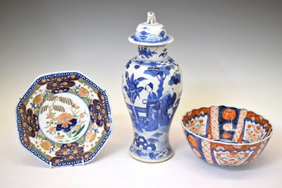 Lot 557 - Chinese blue and white baluster vase and cover