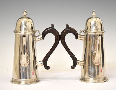 Lot 284 - George V pair of silver coffee / chocolate pots