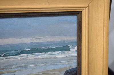 Lot 370 - Sheila Macleod Robertson RSMA (British, 1927-2020) - Oil on board - Coast scene