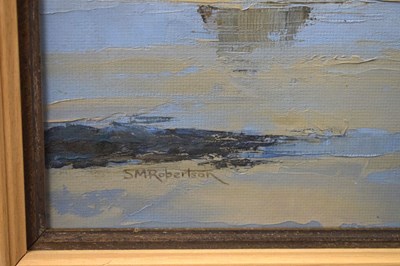 Lot 370 - Sheila Macleod Robertson RSMA (British, 1927-2020) - Oil on board - Coast scene